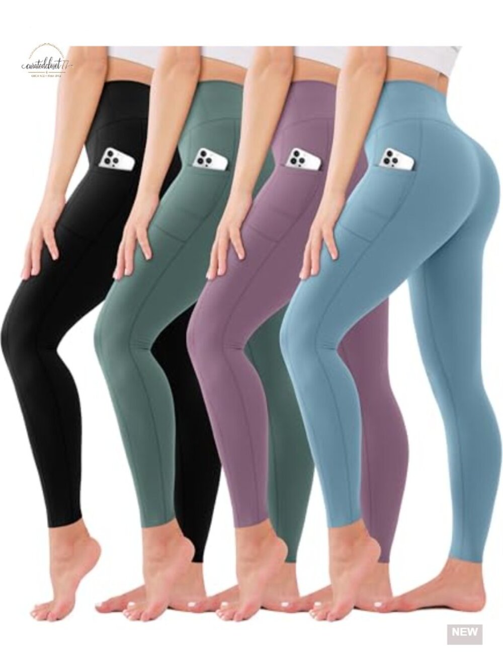 High Waisted Leggings for Women, No See Through Tummy Control Yoga Pants, 4 Pack